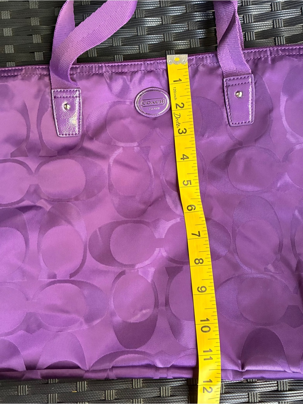 COACH BAG,Coach Purple Signature Jacquard Tote - Picture 5 of 12